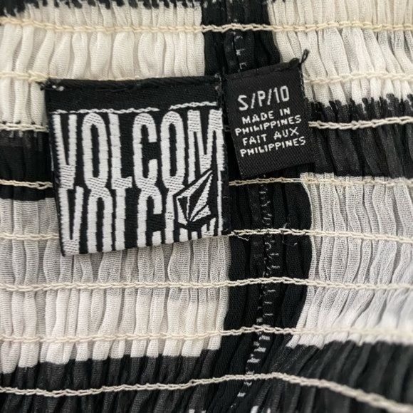 Volcom womens sleeveless mini dress white black plaid stretchy top size small S - Picture 3 of 16